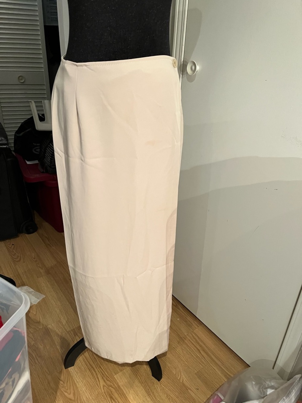 Light Cream Maxi Skirt with Side Slit